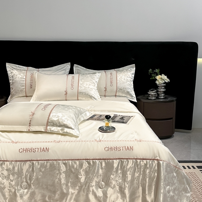 91家纺网 家纺一手货源 找家纺 金牛座家纺 2026新款水洗丝柔提花夏被空调被四件套 忆夏-奶白