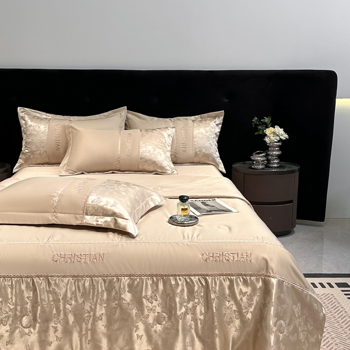 91家纺网 家纺一手货源 找家纺 金牛座家纺 2026新款水洗丝柔提花夏被空调被四件套 忆夏-香槟