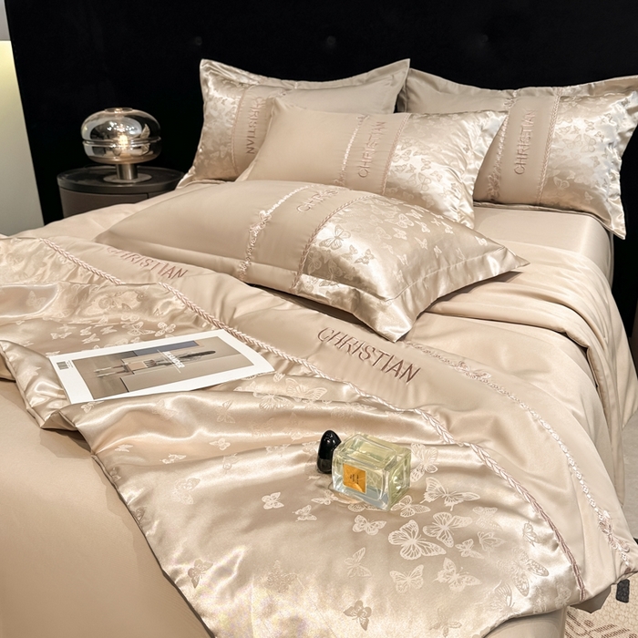 91家纺网 家纺一手货源 找家纺 金牛座家纺 2026新款水洗丝柔提花夏被空调被四件套 忆夏-香槟