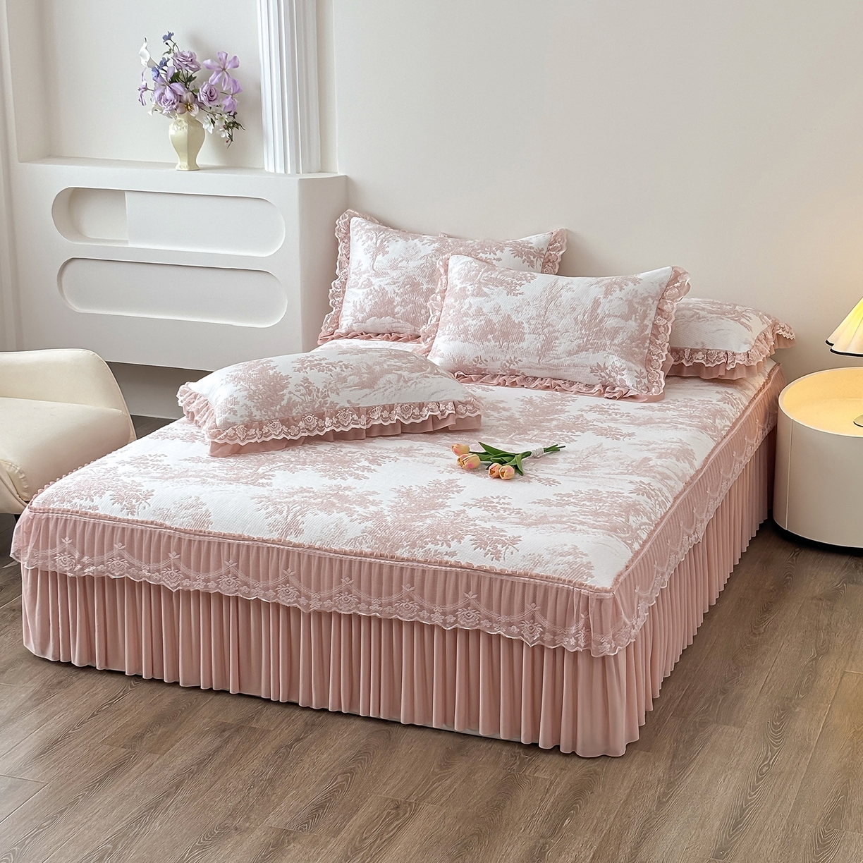 91家纺网 家纺一手货源 找家纺 （总）金艾草 2026春夏新款PE凉感床裙款凉席席子空调软席