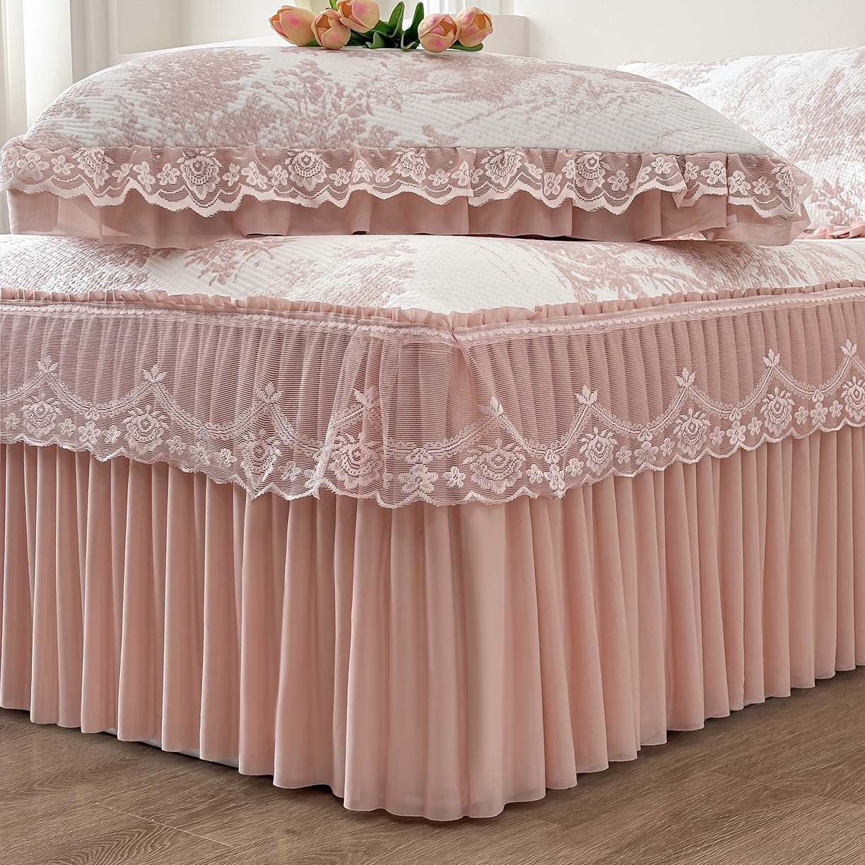 91家纺网 家纺一手货源 找家纺 （总）金艾草 2026春夏新款PE凉感床裙款凉席席子空调软席