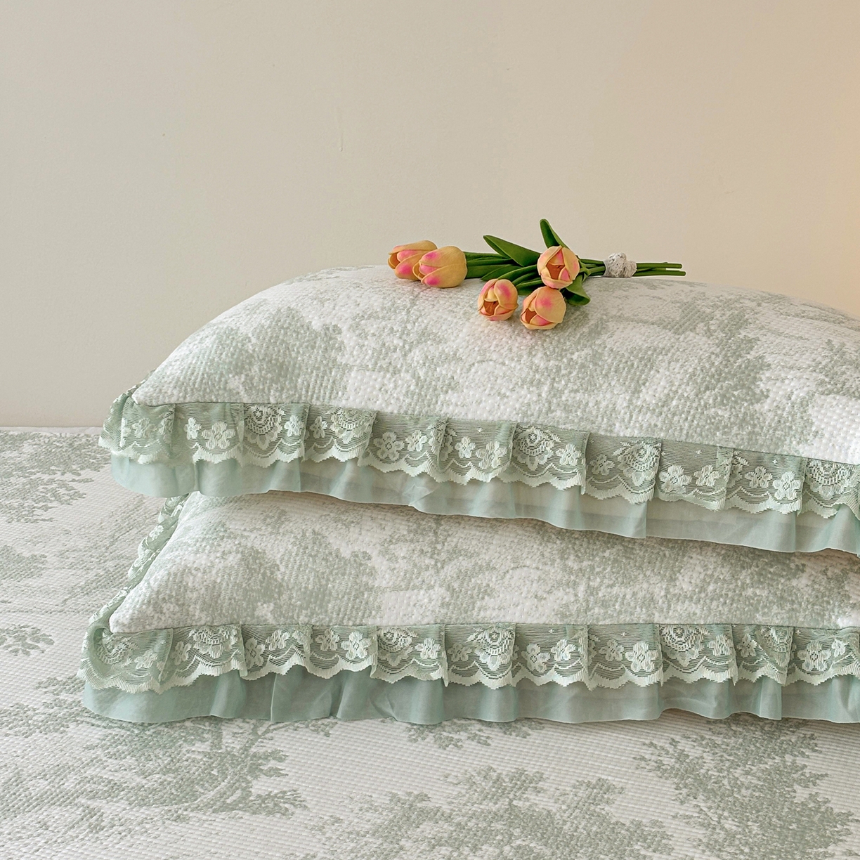 91家纺网 家纺一手货源 找家纺 金艾草 2026春夏新款PE凉感床裙款凉席席子空调软席 清新-绿色