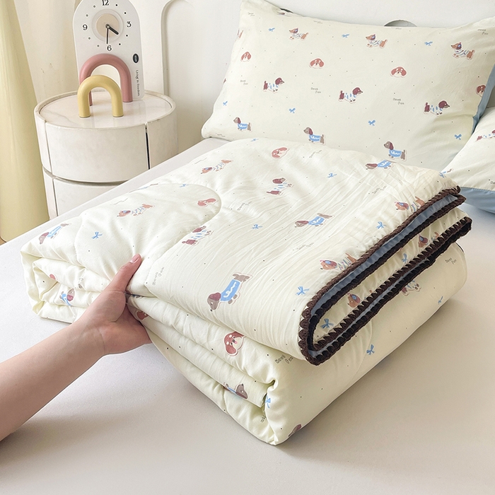 91家纺网 家纺一手货源 找家纺 （总）熙宴家纺 2026新款A类水洗双层纱100%新疆棉花印花夏被空调被夏凉被