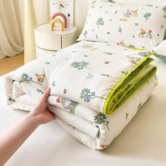 91家纺网 家纺一手货源 找家纺 （总）熙宴家纺 2026新款A类水洗双层纱100%新疆棉花印花夏被空调被夏凉被