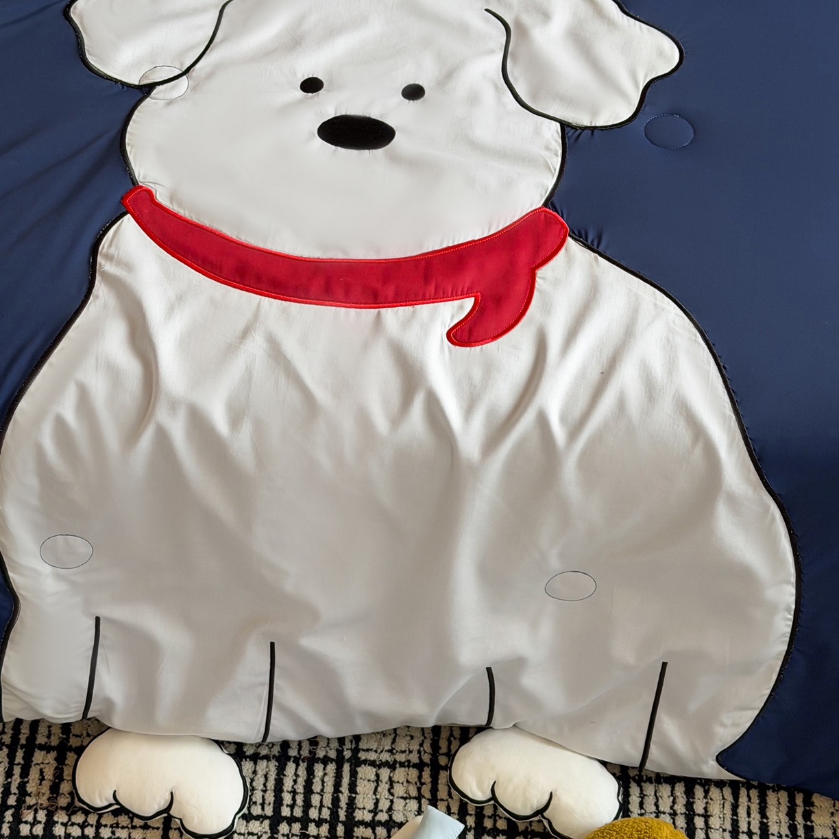 91家纺网 家纺一手货源 找家纺 佳汐蓝家纺 2026新款大版贴布绣花霜呼吸-凉感被夏被夏凉被空调被 围巾小狗