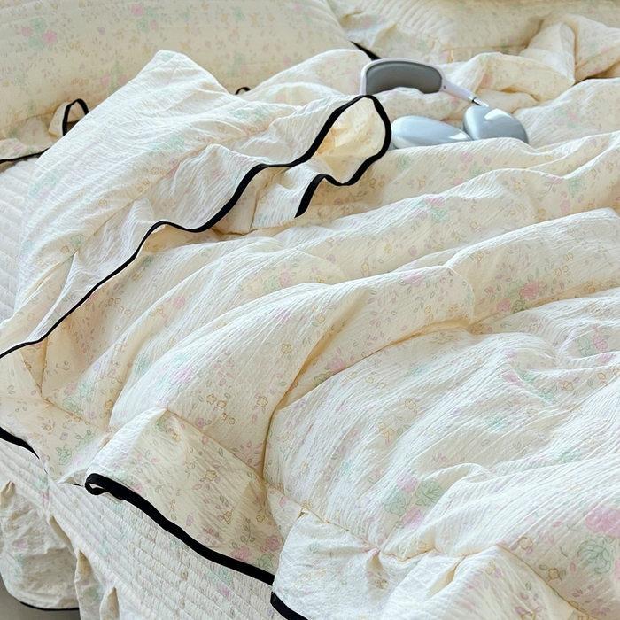 蝶帕家纺 2026新款云感双层纱床盖款夏被夏凉被空调被四件套 朝花夕拾