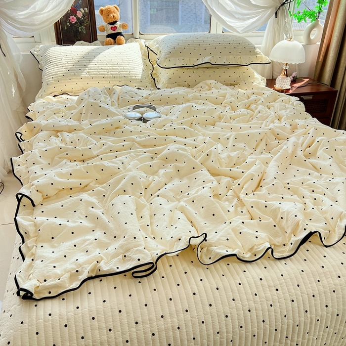 91家纺网 家纺一手货源 找家纺 蝶帕家纺 2026新款云感双层纱床盖款夏被夏凉被空调被四件套 简单爱