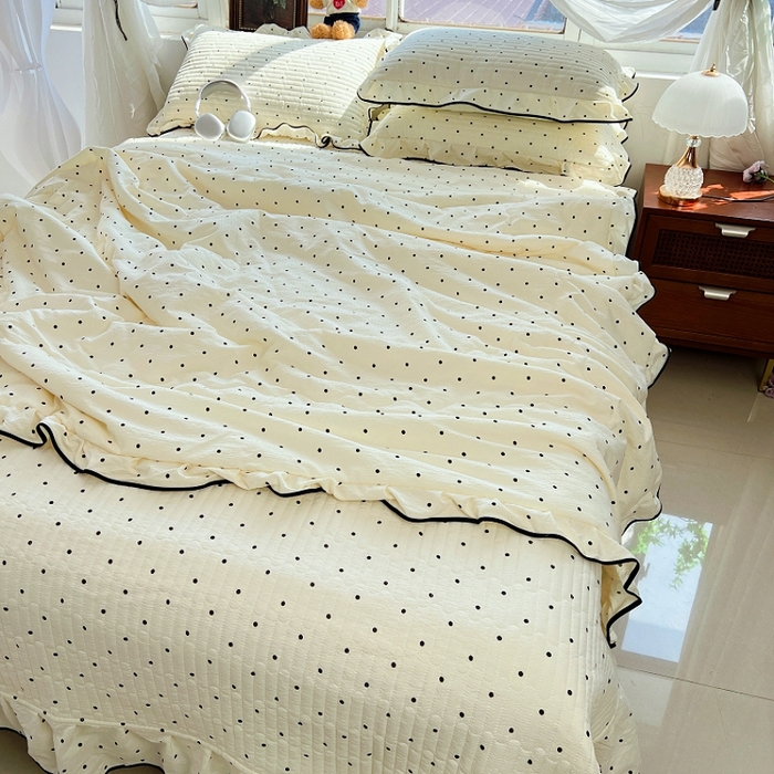 91家纺网 家纺一手货源 找家纺 蝶帕家纺 2026新款云感双层纱床盖款夏被夏凉被空调被四件套 简单爱