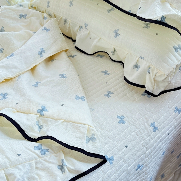 91家纺网 家纺一手货源 找家纺 蝶帕家纺 2026新款云感双层纱床盖款夏被夏凉被空调被四件套 简兮兰