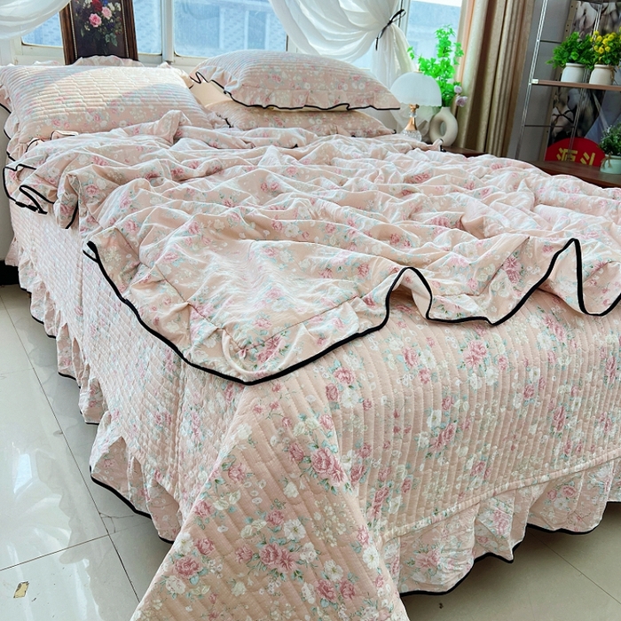 91家纺网 家纺一手货源 找家纺 蝶帕家纺 2026新款云感双层纱床盖款夏被夏凉被空调被四件套 梦露