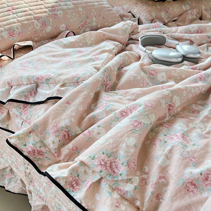 91家纺网 家纺一手货源 找家纺 蝶帕家纺 2026新款云感双层纱床盖款夏被夏凉被空调被四件套 梦露