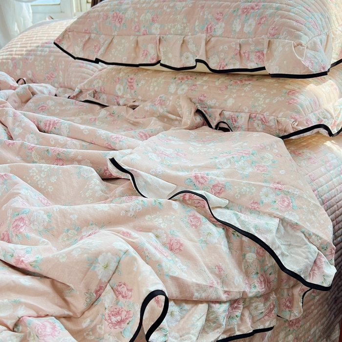 91家纺网 家纺一手货源 找家纺 蝶帕家纺 2026新款云感双层纱床盖款夏被夏凉被空调被四件套 梦露