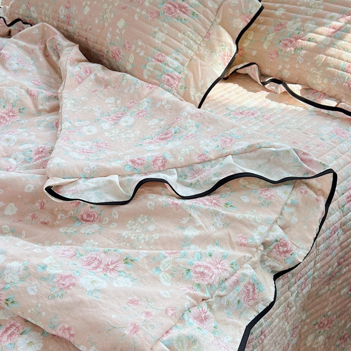 91家纺网 家纺一手货源 找家纺 蝶帕家纺 2026新款云感双层纱床盖款夏被夏凉被空调被四件套 梦露