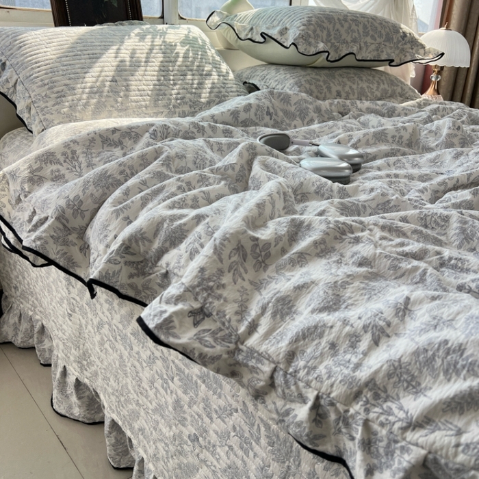 蝶帕家纺 2026新款云感双层纱床盖款夏被夏凉被空调被四件套 小苍兰