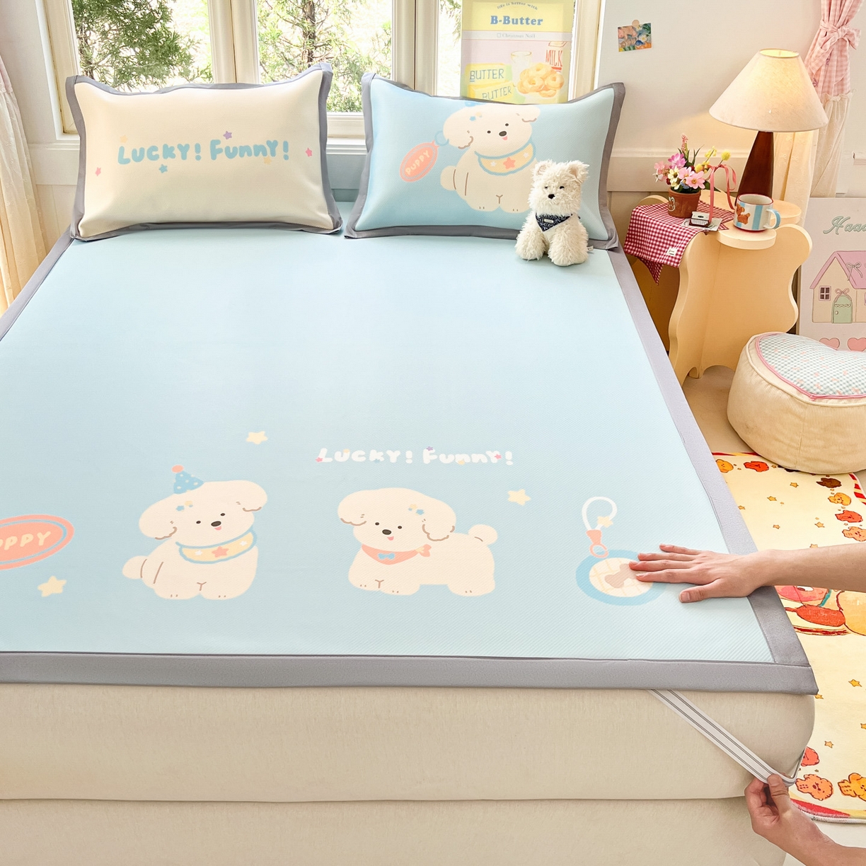 91家纺网 家纺一手货源 找家纺 （总）川悦生活 【提供买家秀】2026新款凉豆豆冰丝大阪卡通凉席