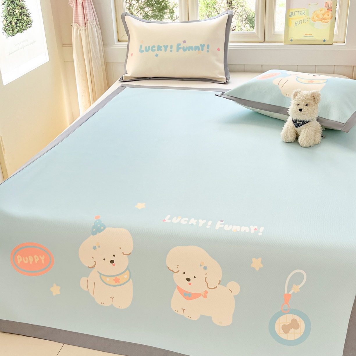 91家纺网 家纺一手货源 找家纺 川悦生活 【提供买家秀】2026新款凉豆豆冰丝大阪卡通凉席 尼塔小汪