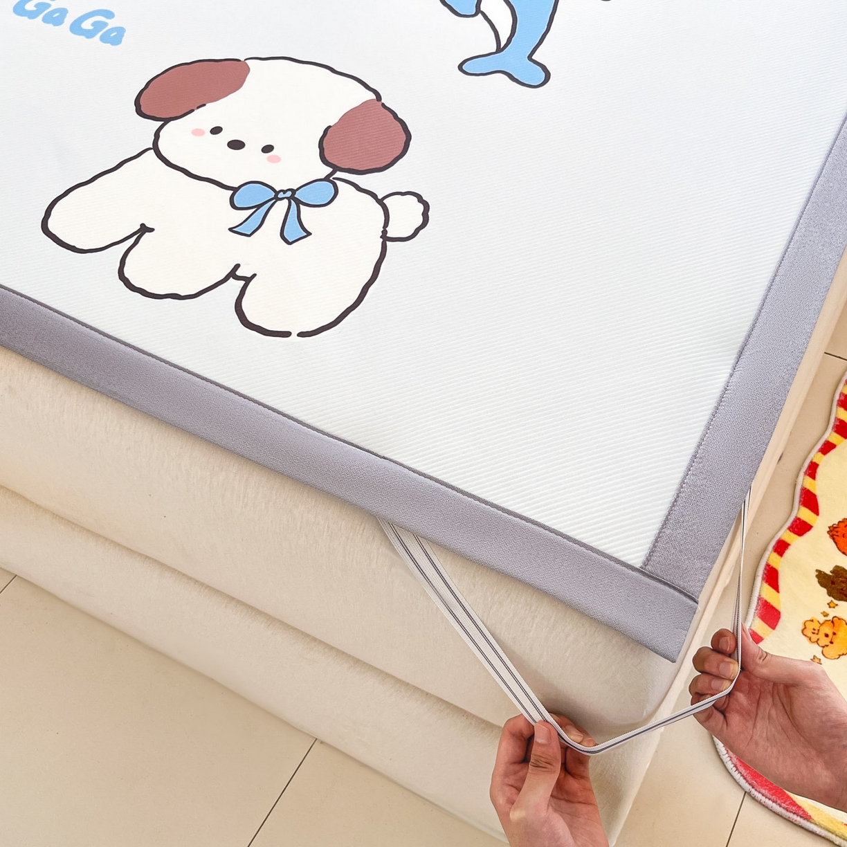 91家纺网 家纺一手货源 找家纺 川悦生活 【提供买家秀】2026新款凉豆豆冰丝大阪卡通凉席 快乐夏威夷