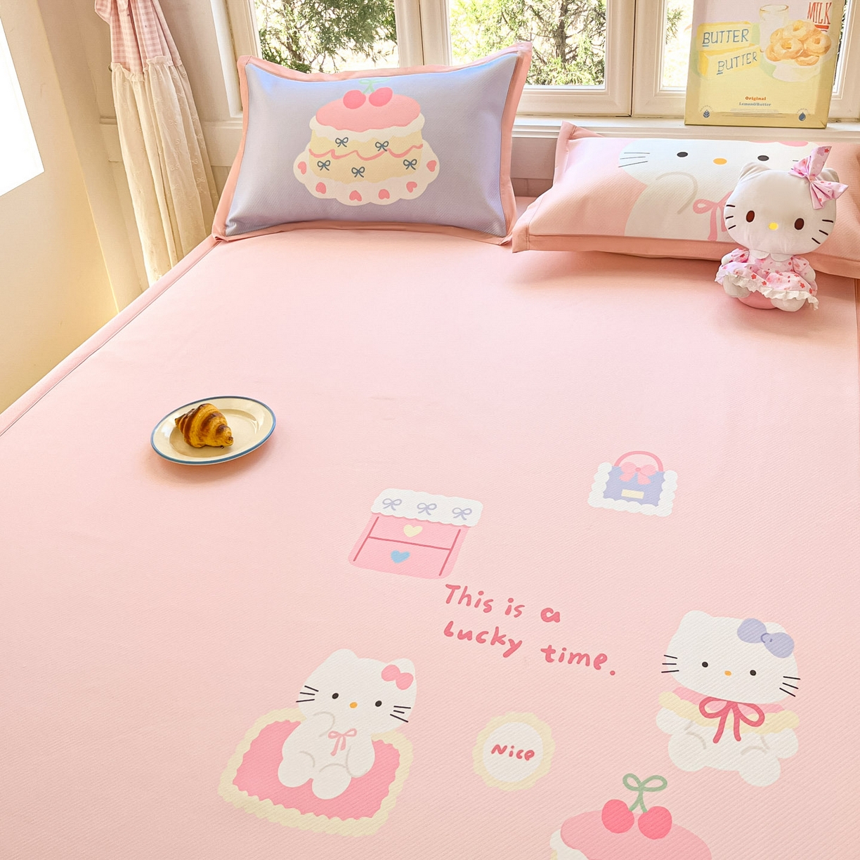 91家纺网 家纺一手货源 找家纺 川悦生活 【提供买家秀】2026新款凉豆豆冰丝大阪卡通凉席 软甜奶糕