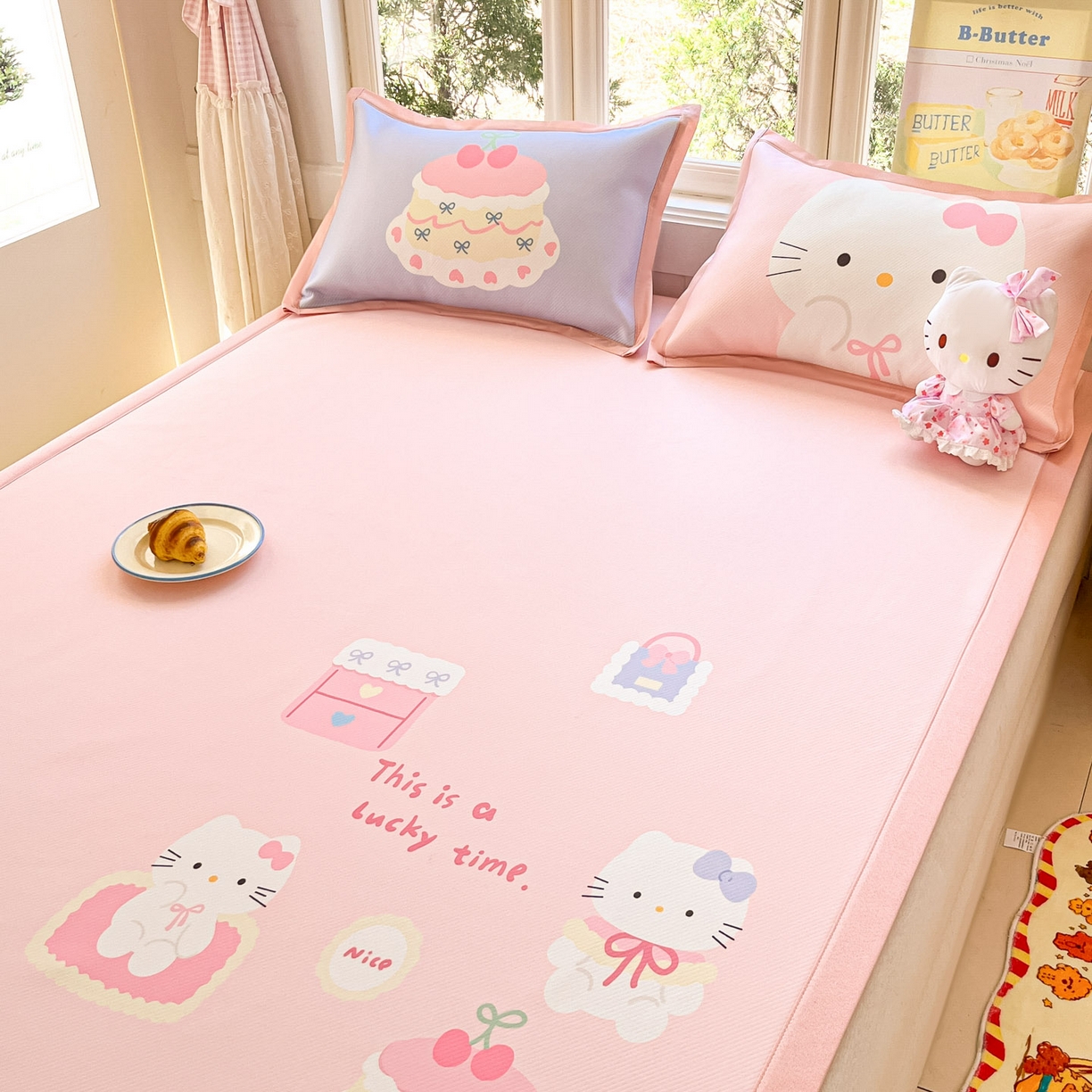 91家纺网 家纺一手货源 找家纺 川悦生活 【提供买家秀】2026新款凉豆豆冰丝大阪卡通凉席 软甜奶糕