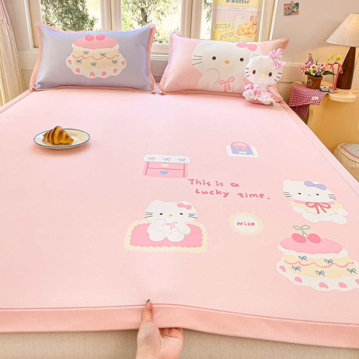 91家纺网 家纺一手货源 找家纺 川悦生活 【提供买家秀】2026新款凉豆豆冰丝大阪卡通凉席 软甜奶糕