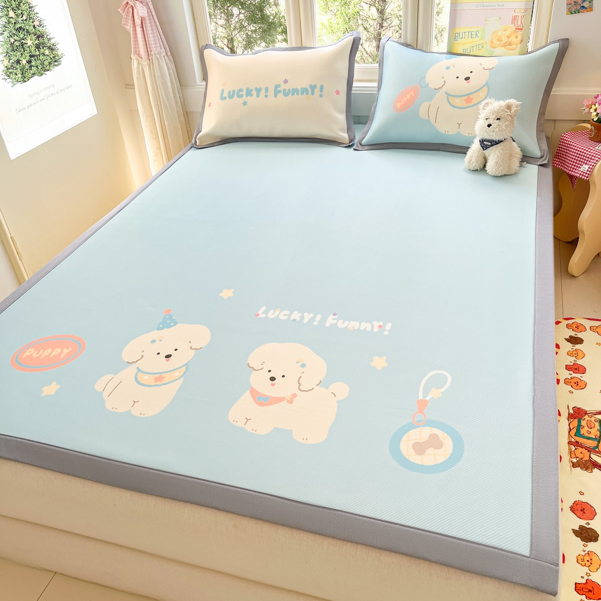 91家纺网 家纺一手货源 找家纺 川悦生活 【提供买家秀】2026新款凉豆豆冰丝大阪卡通凉席 尼塔小汪