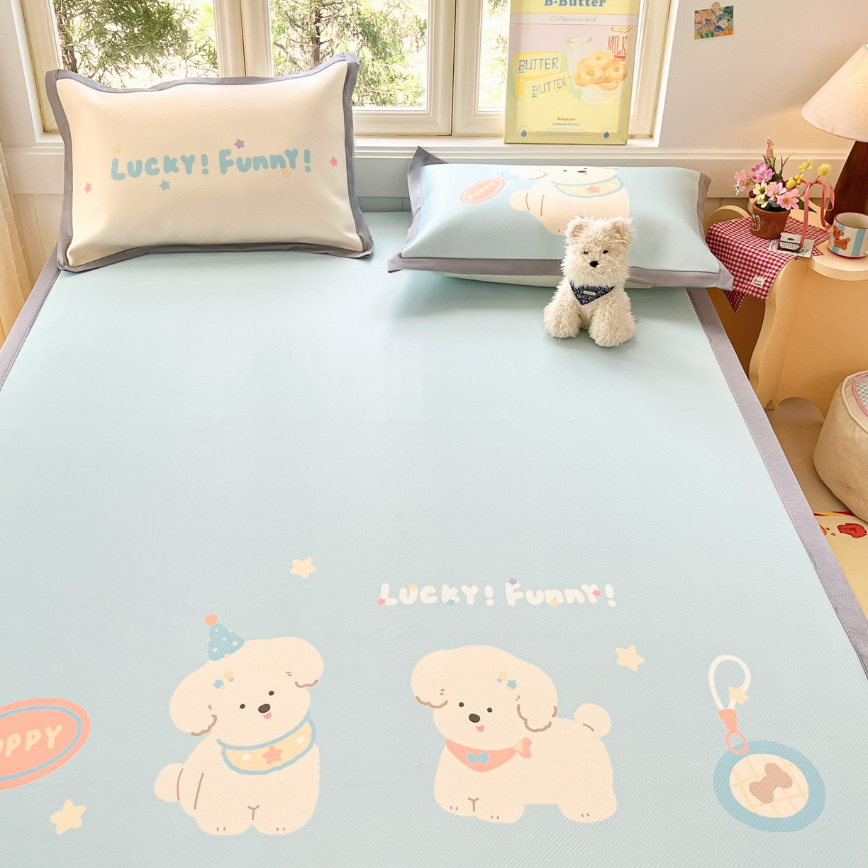 91家纺网 家纺一手货源 找家纺 川悦生活 【提供买家秀】2026新款凉豆豆冰丝大阪卡通凉席 尼塔小汪