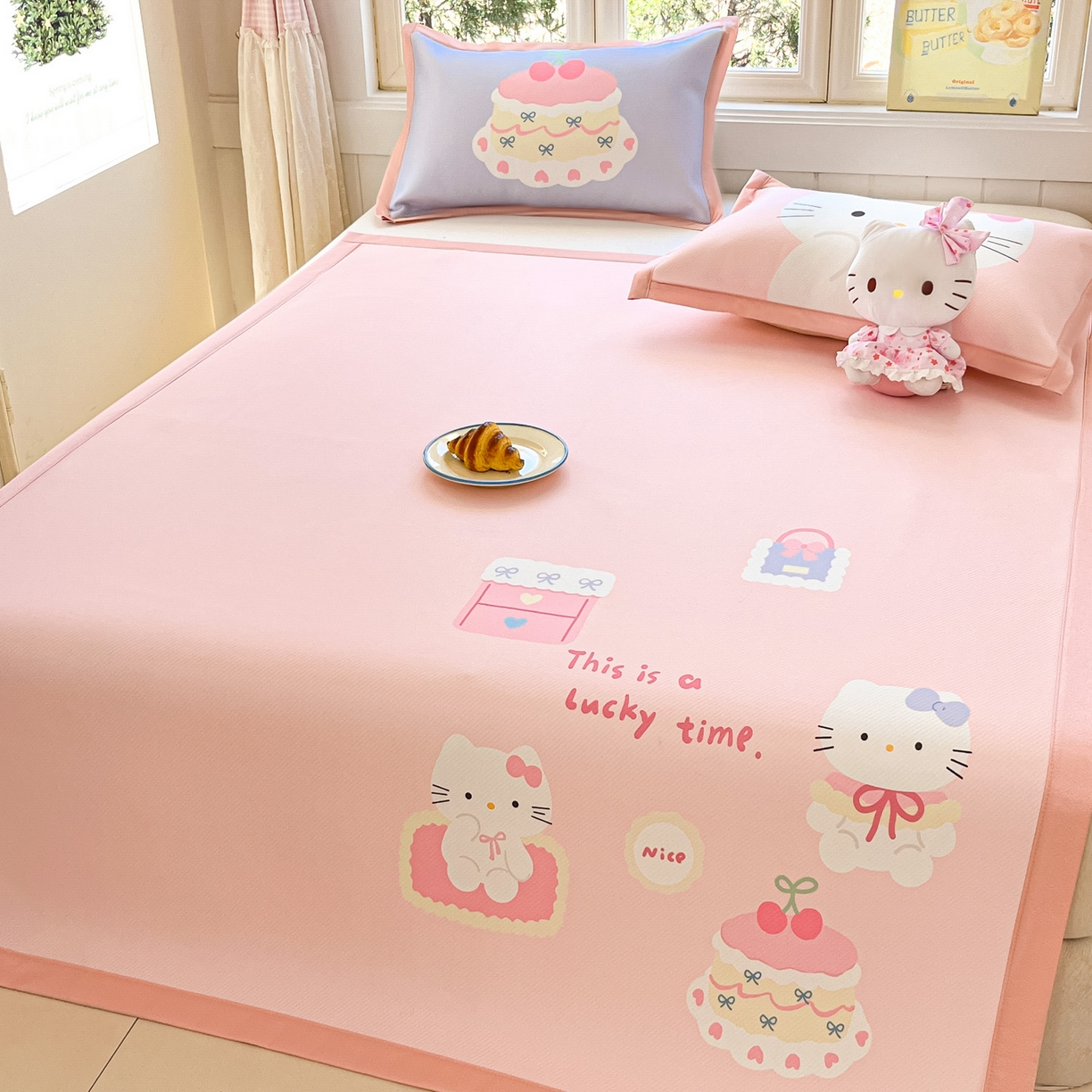 91家纺网 家纺一手货源 找家纺 川悦生活 【提供买家秀】2026新款凉豆豆冰丝大阪卡通凉席 软甜奶糕