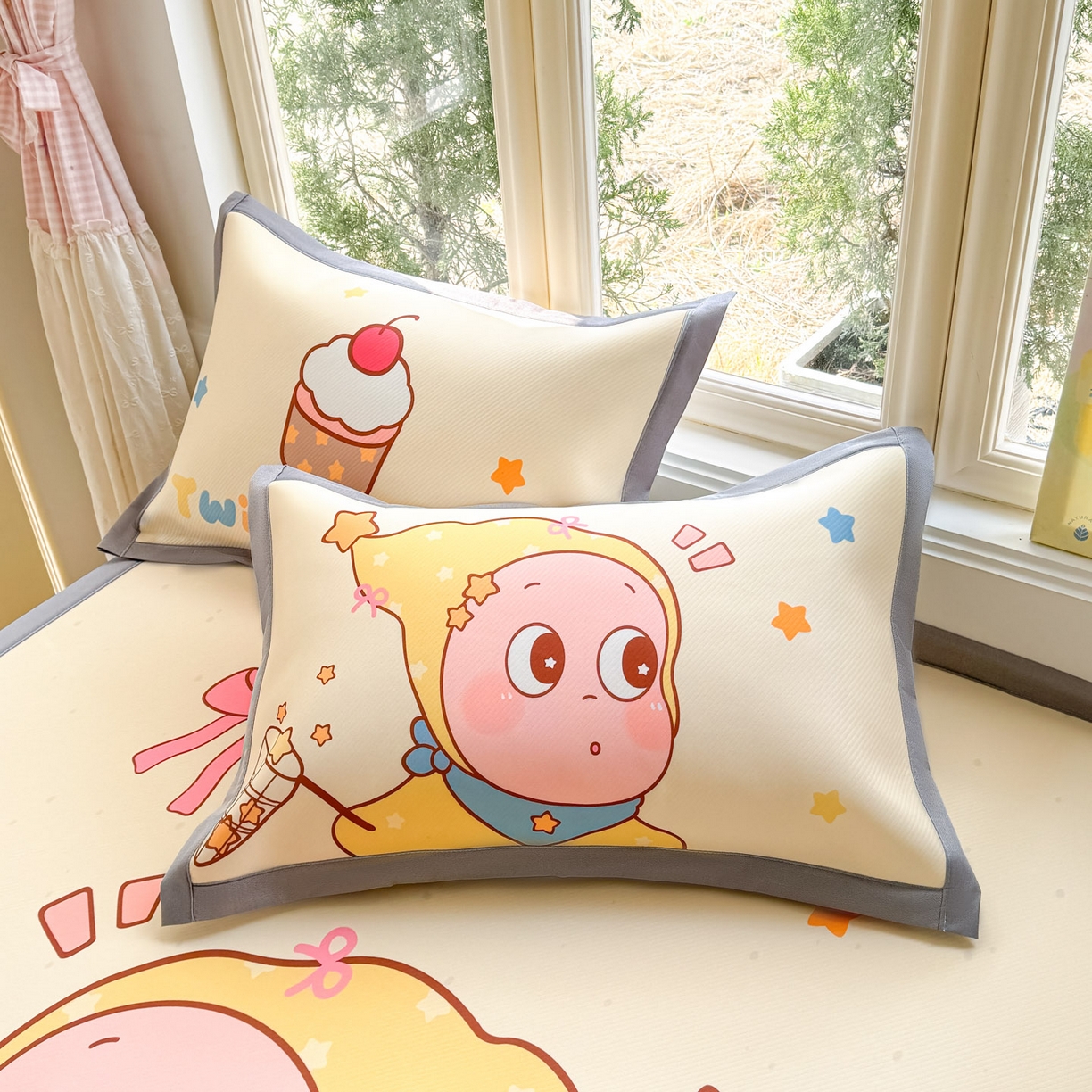 91家纺网 家纺一手货源 找家纺 川悦生活 【提供买家秀】2026新款凉豆豆冰丝大阪卡通凉席 亮星星