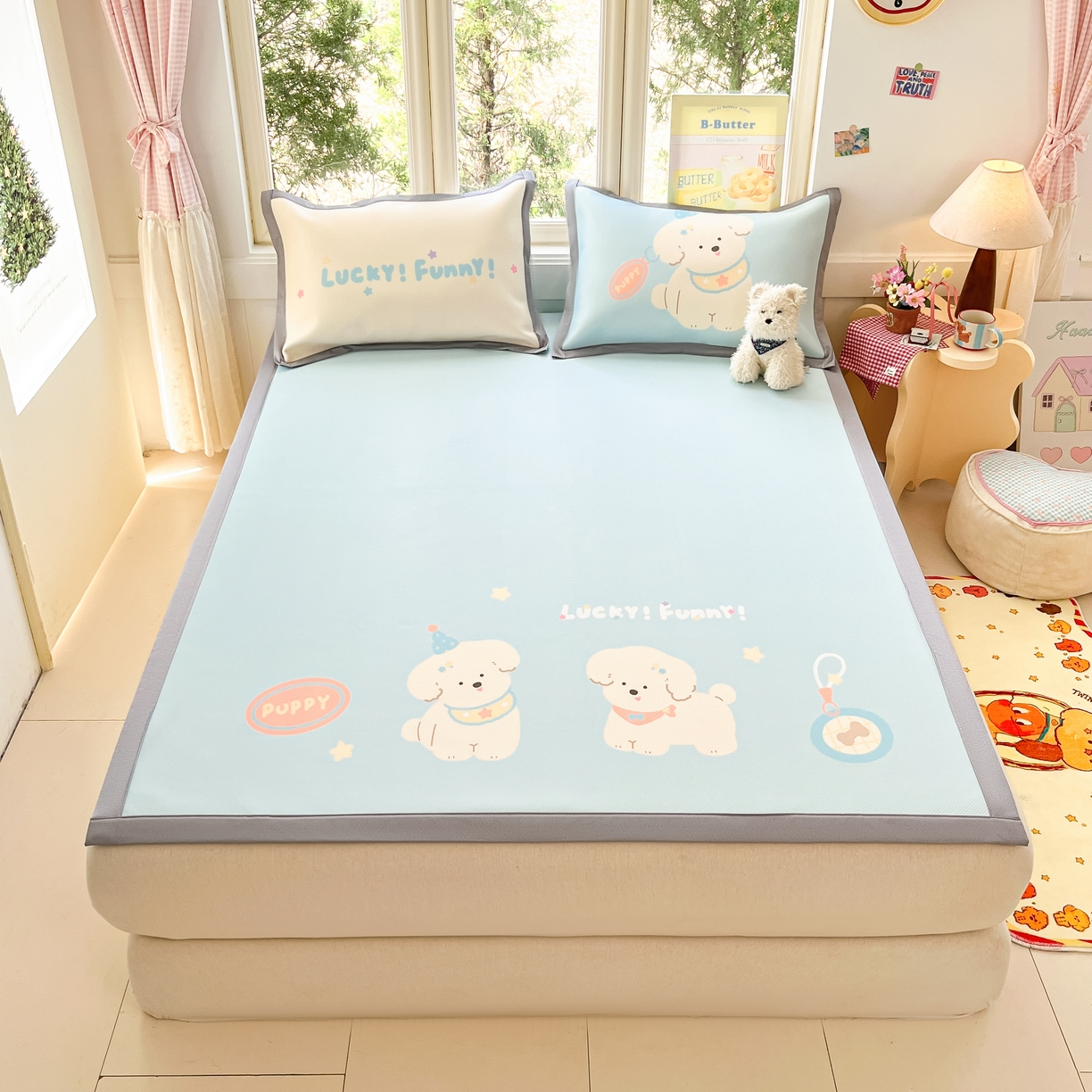 91家纺网 家纺一手货源 找家纺 川悦生活 【提供买家秀】2026新款凉豆豆冰丝大阪卡通凉席 尼塔小汪