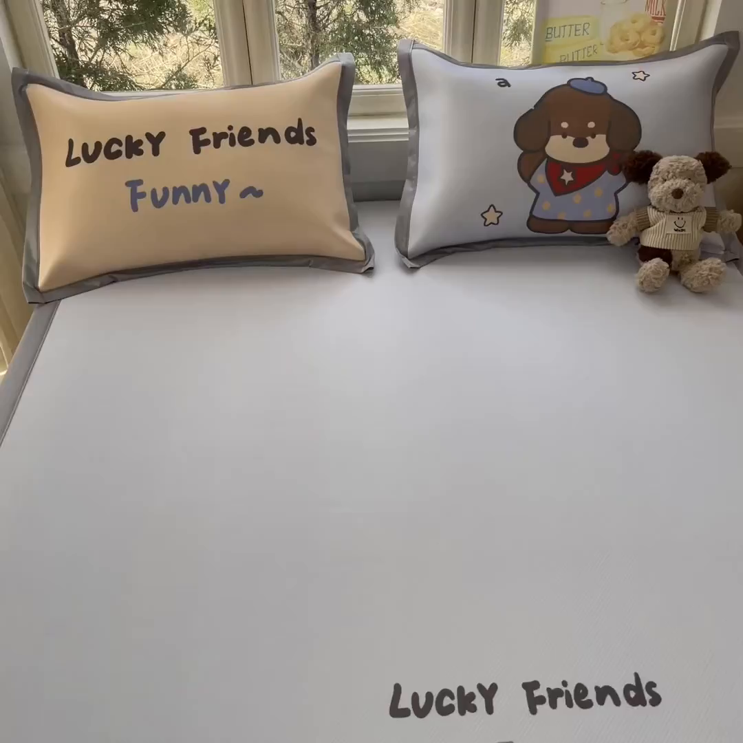 91家纺网 家纺一手货源 找家纺 川悦生活 【提供买家秀】2026新款凉豆豆冰丝大阪卡通凉席 小狗聚会