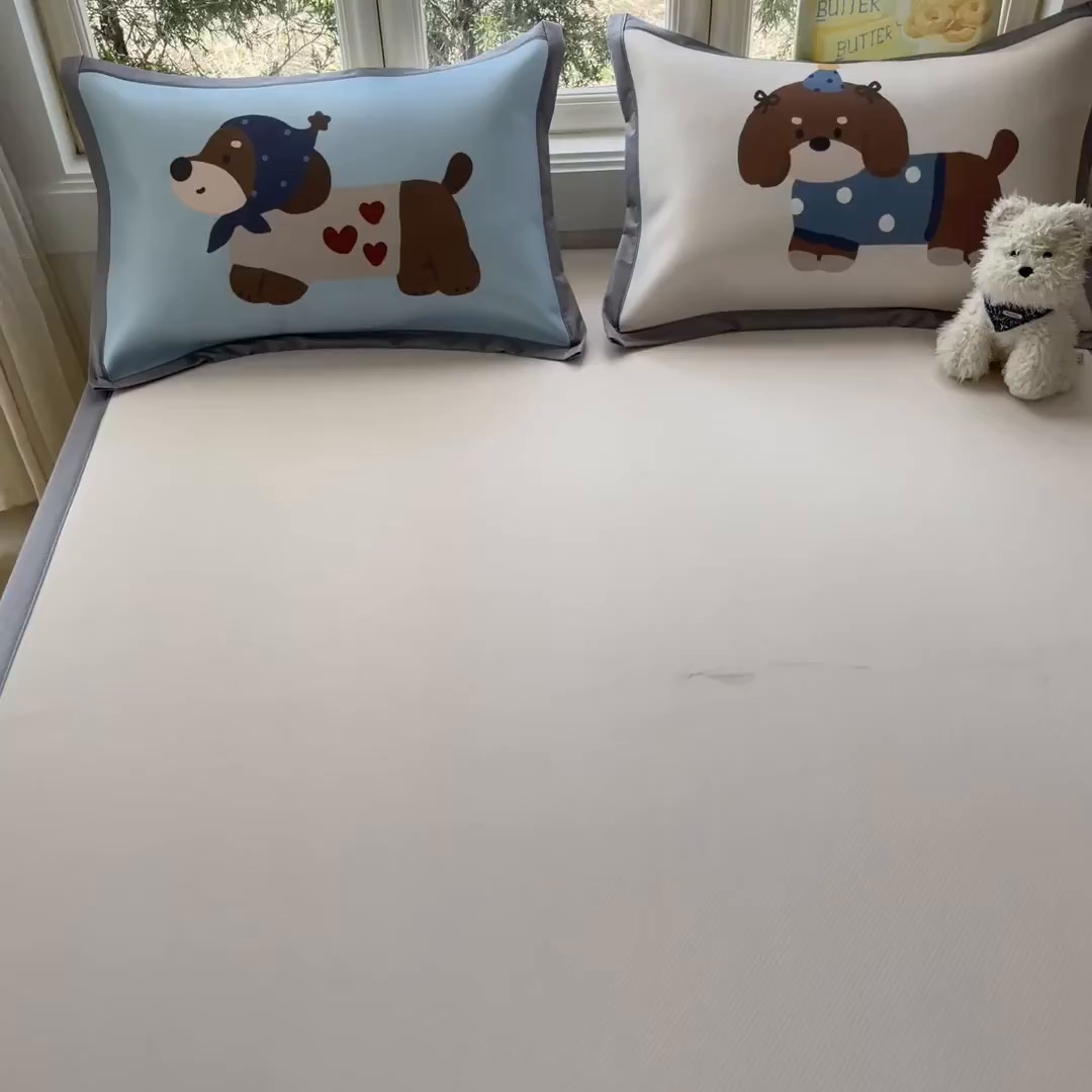 91家纺网 家纺一手货源 找家纺 川悦生活 【提供买家秀】2026新款凉豆豆冰丝大阪卡通凉席 咖啡小狗