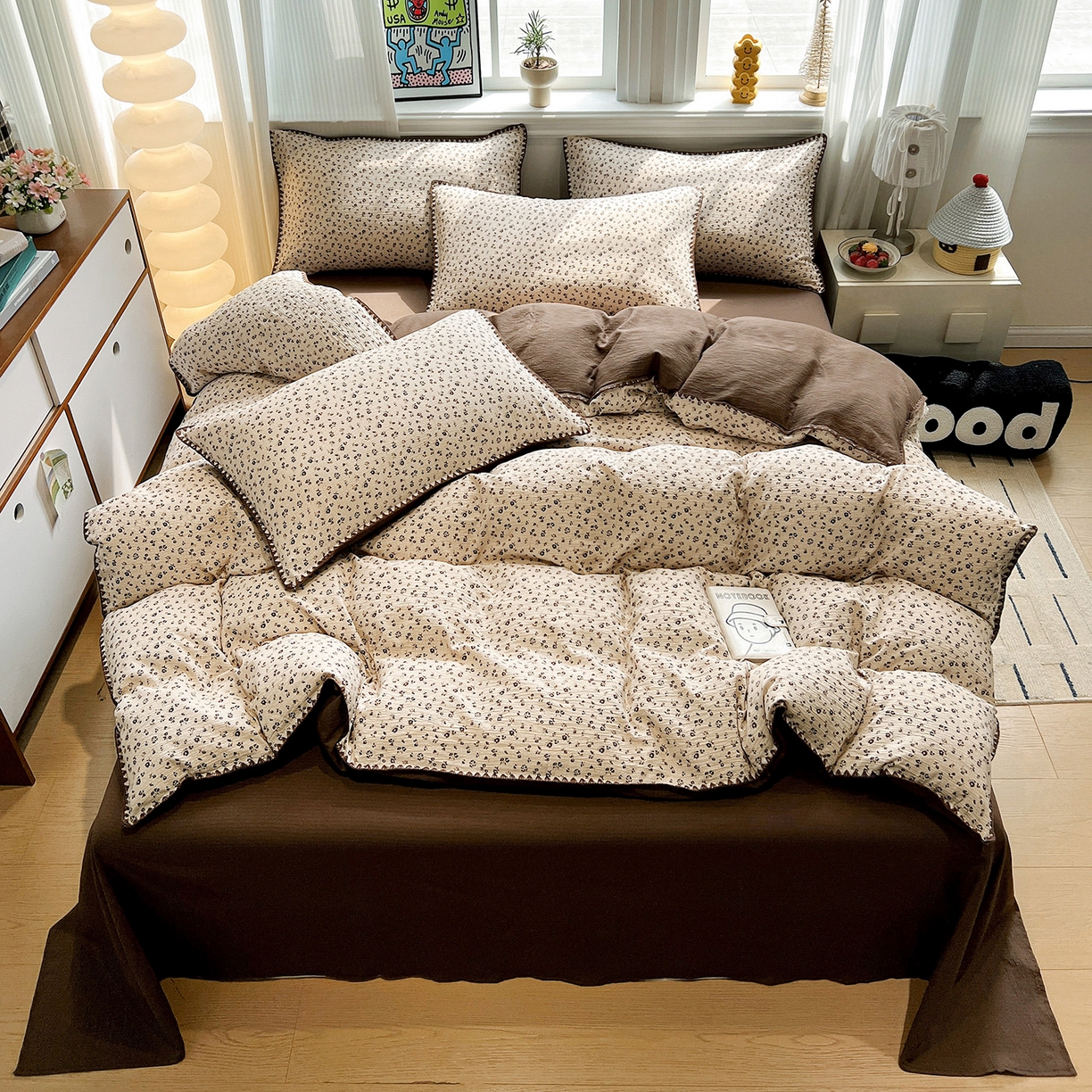 91家纺网 家纺一手货源 找家纺 （总）顾里家纺 2026新款春日碎花贝壳针泡芙棉四件套