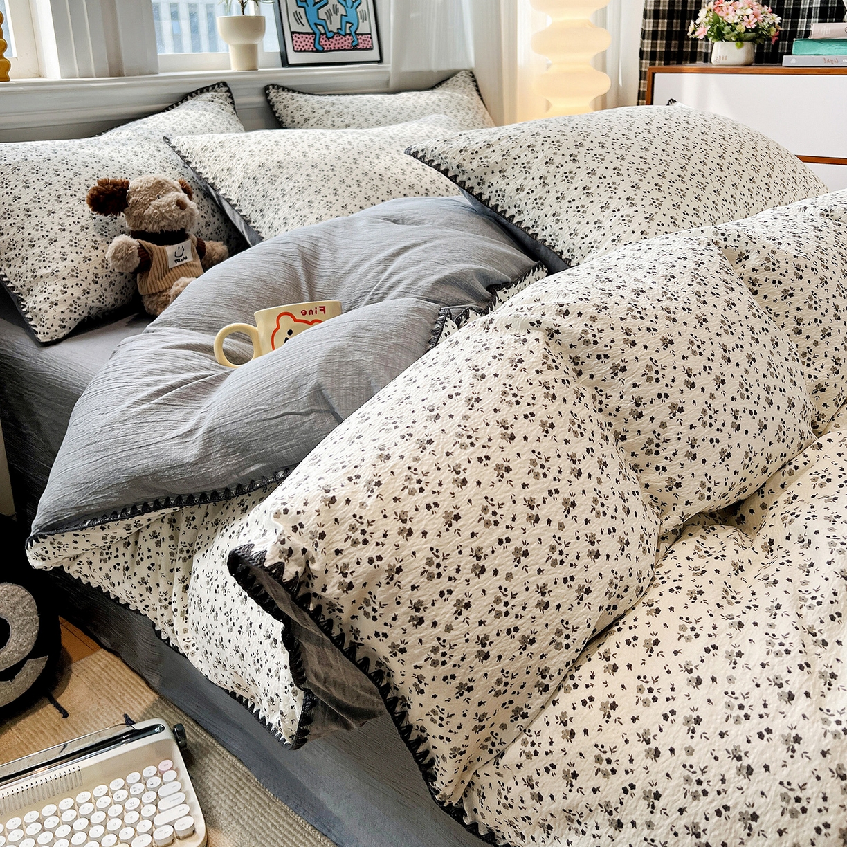 91家纺网 家纺一手货源 找家纺 （总）顾里家纺 2026新款春日碎花贝壳针泡芙棉四件套