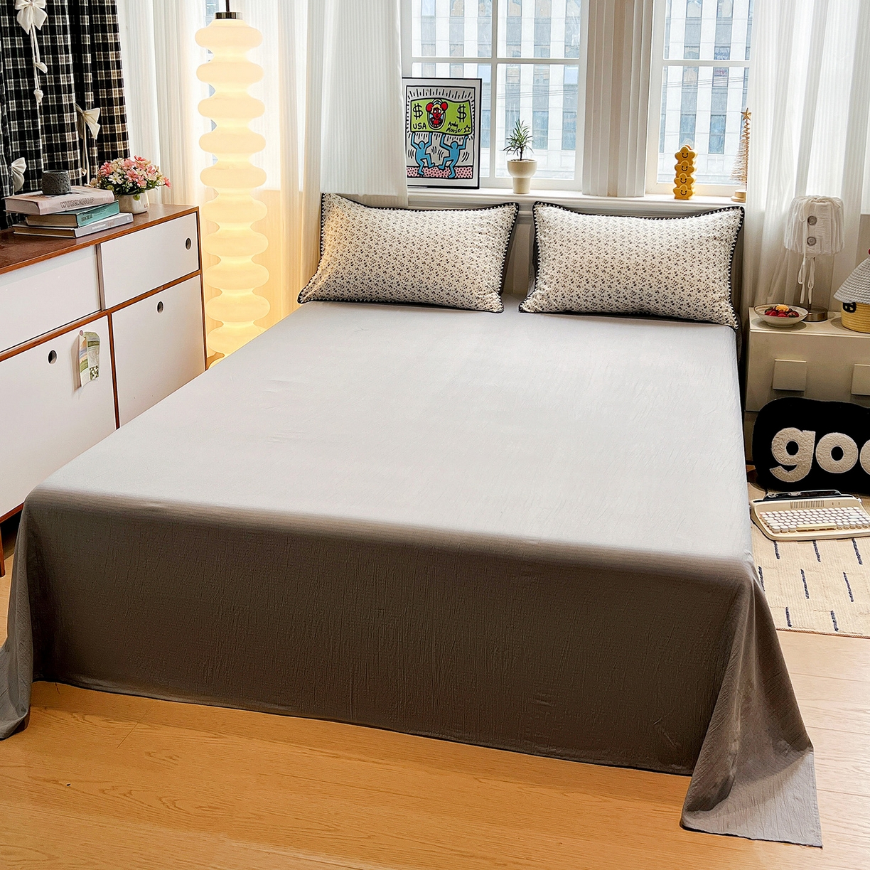 91家纺网 家纺一手货源 找家纺 顾里家纺 2026新款春日碎花贝壳针泡芙棉四件套 赫本花园