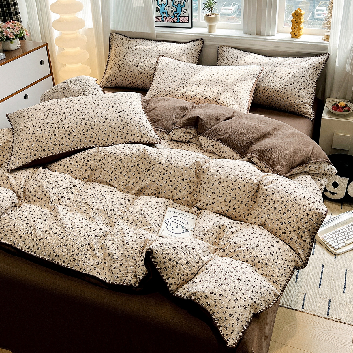 91家纺网 家纺一手货源 找家纺 （总）顾里家纺 2026新款春日碎花贝壳针泡芙棉四件套