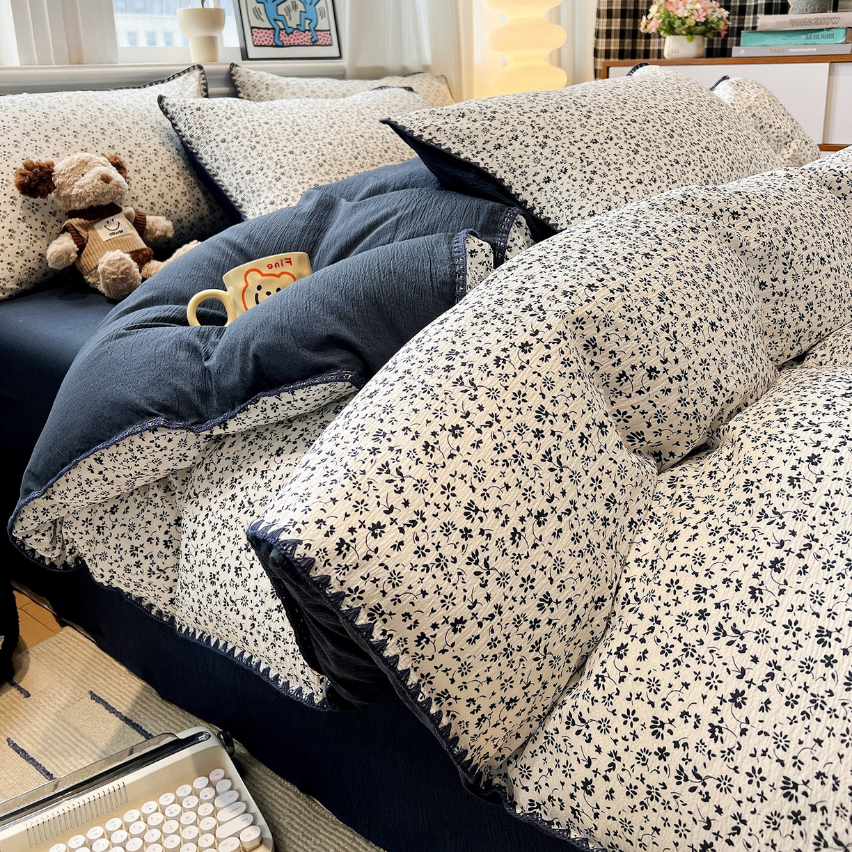 91家纺网 家纺一手货源 找家纺 （总）顾里家纺 2026新款春日碎花贝壳针泡芙棉四件套