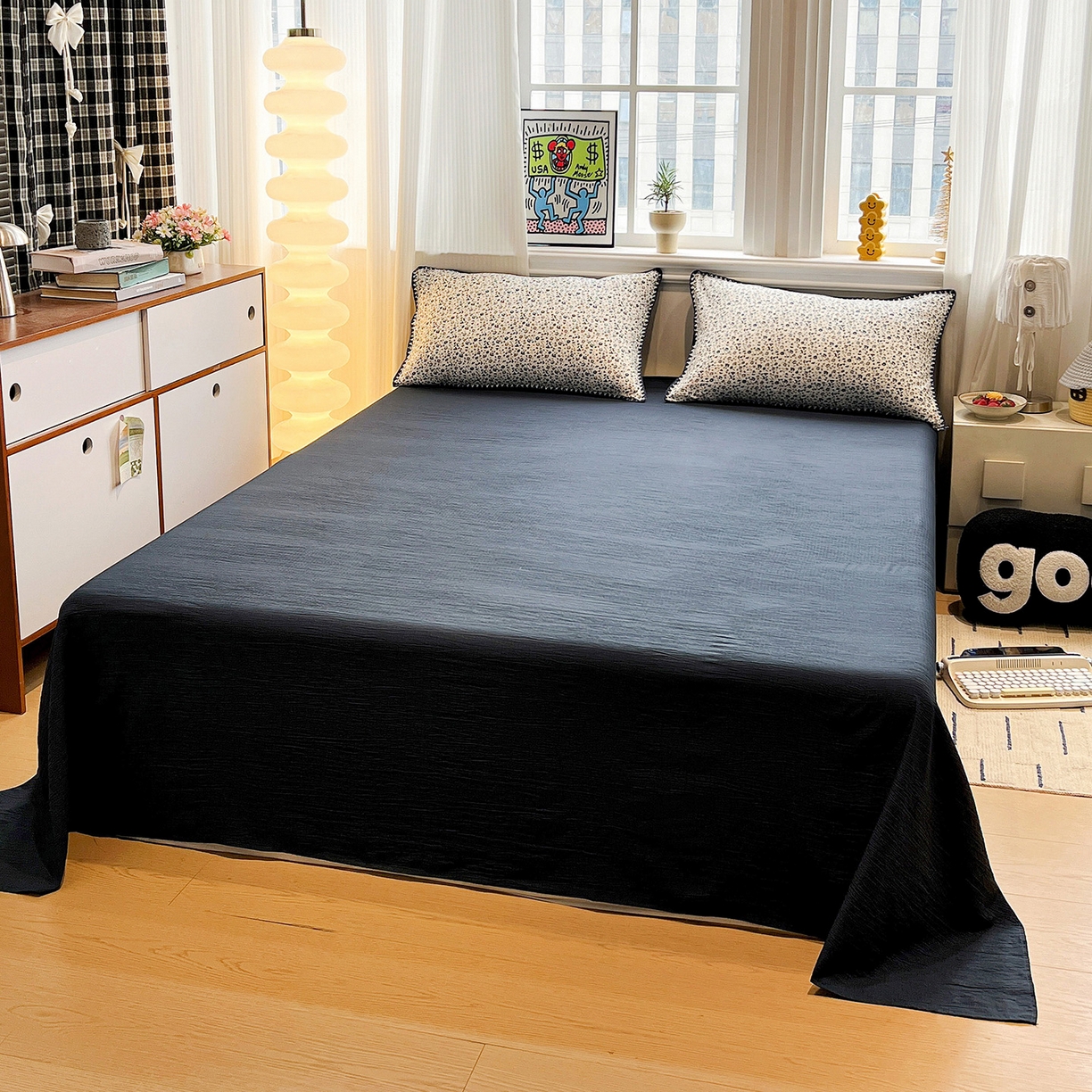 91家纺网 家纺一手货源 找家纺 顾里家纺 2026新款春日碎花贝壳针泡芙棉四件套 染夏清梦