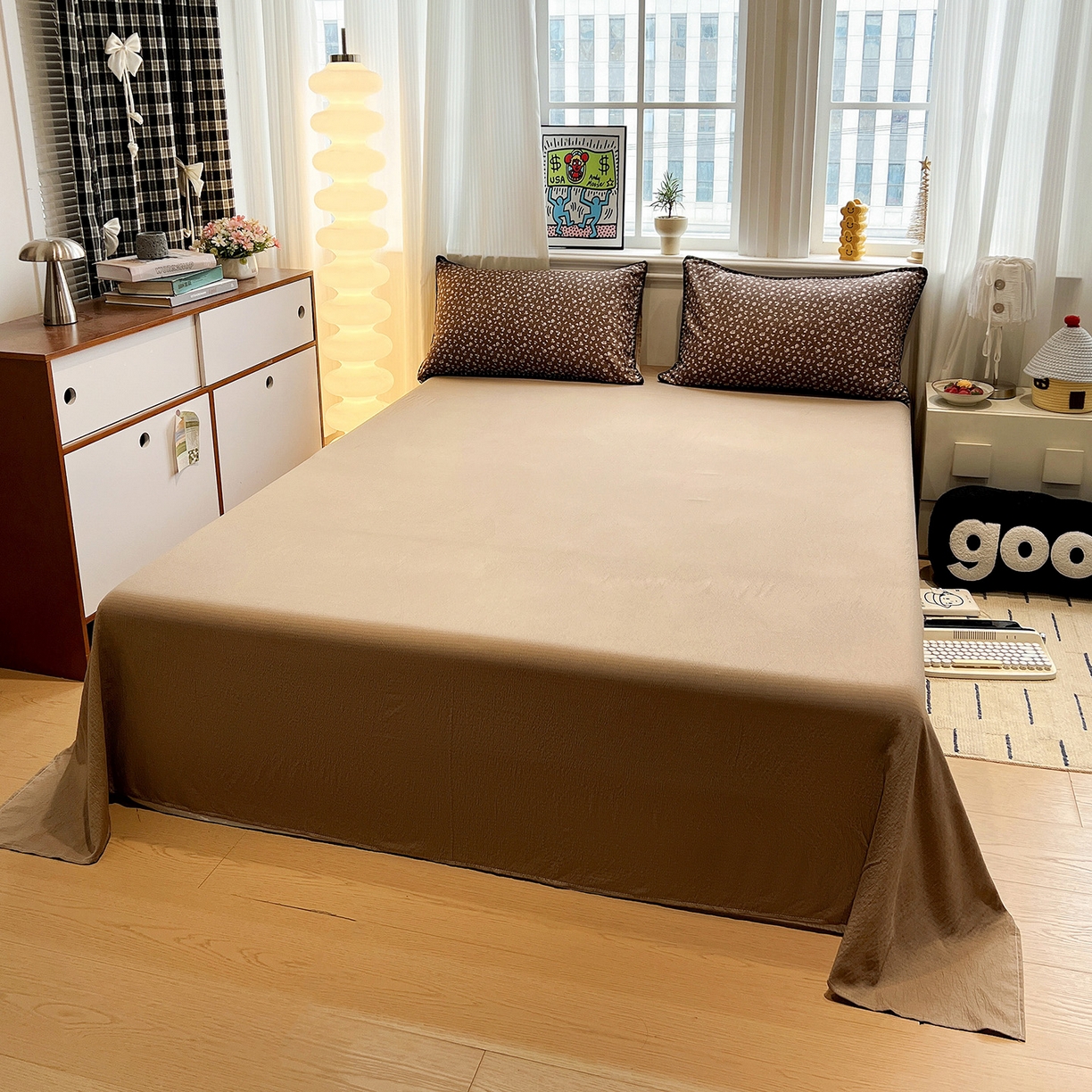 91家纺网 家纺一手货源 找家纺 顾里家纺 2026新款春日碎花贝壳针泡芙棉四件套 珍妮流光