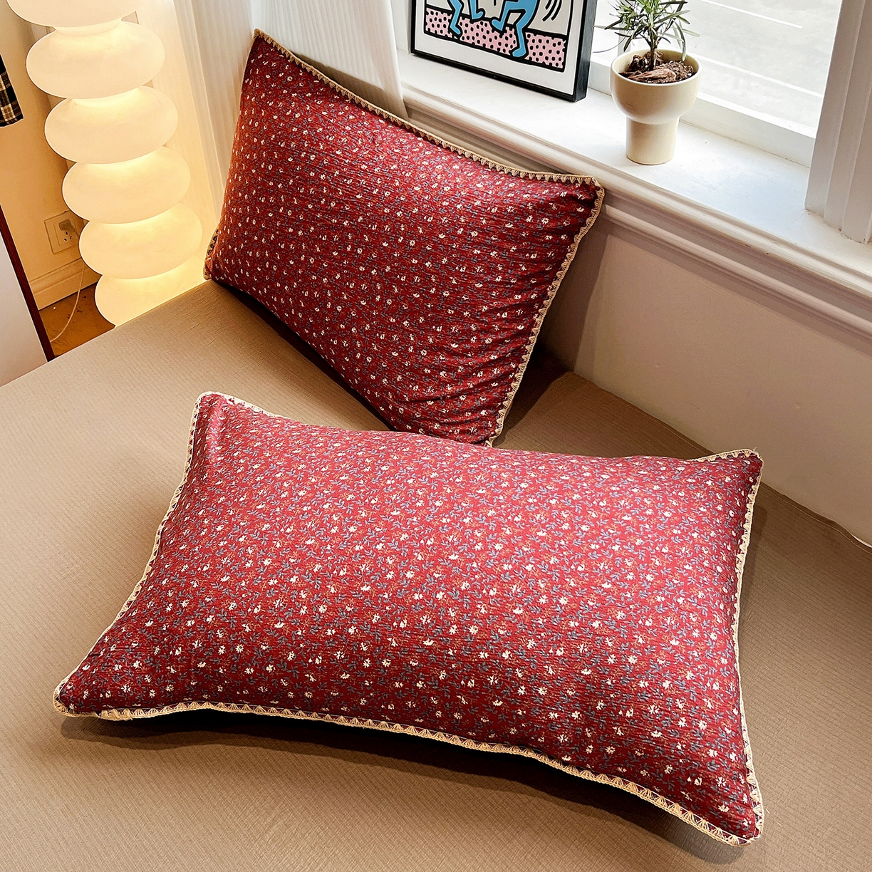 91家纺网 家纺一手货源 找家纺 顾里家纺 2026新款春日碎花贝壳针泡芙棉四件套 雾岛梅子