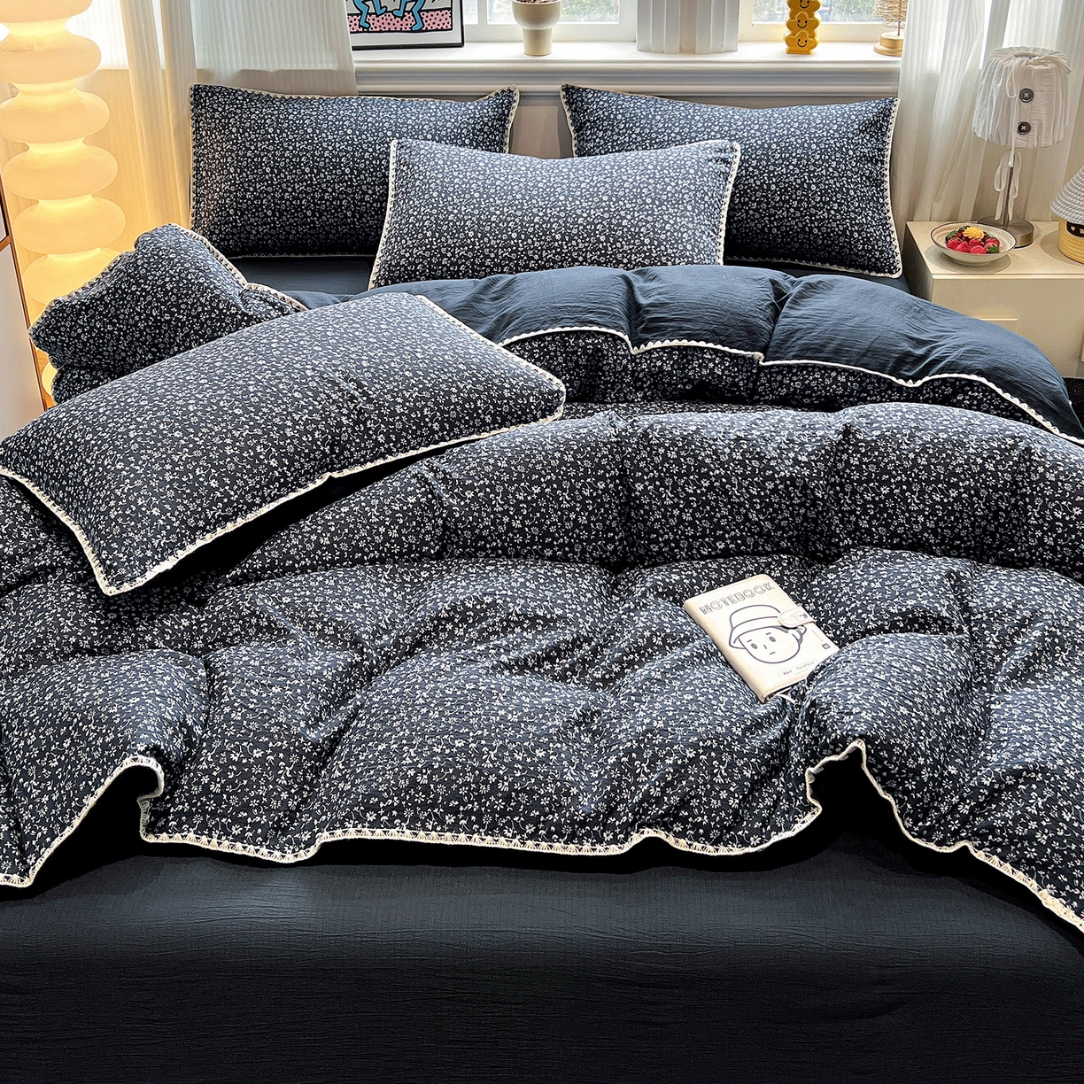 91家纺网 家纺一手货源 找家纺 顾里家纺 2026新款春日碎花贝壳针泡芙棉四件套 半勺春序