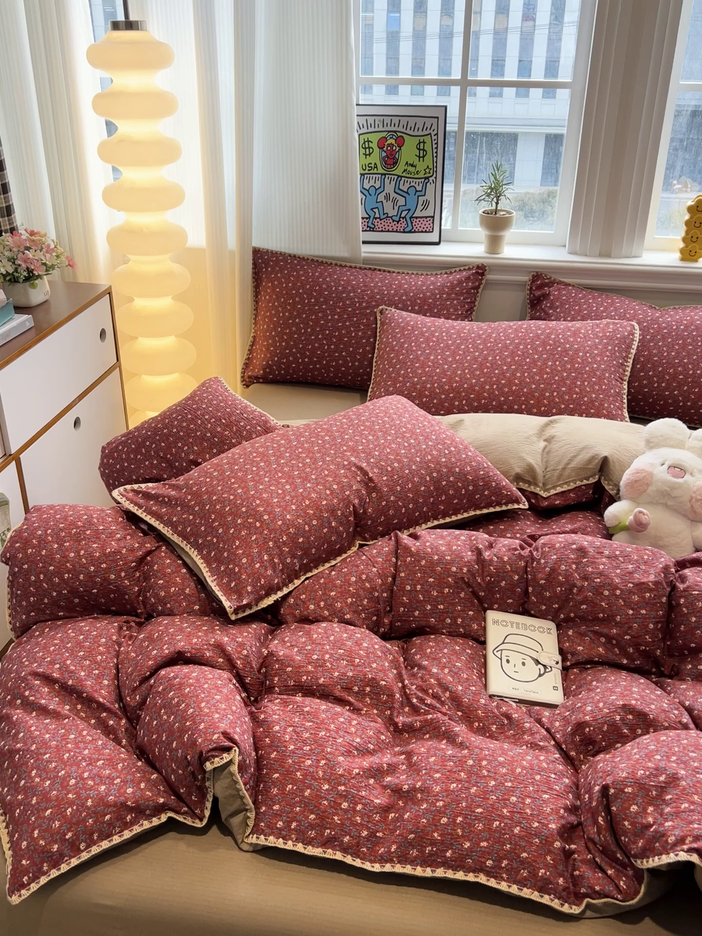 91家纺网 家纺一手货源 找家纺 顾里家纺 2026新款春日碎花贝壳针泡芙棉四件套 雾岛梅子