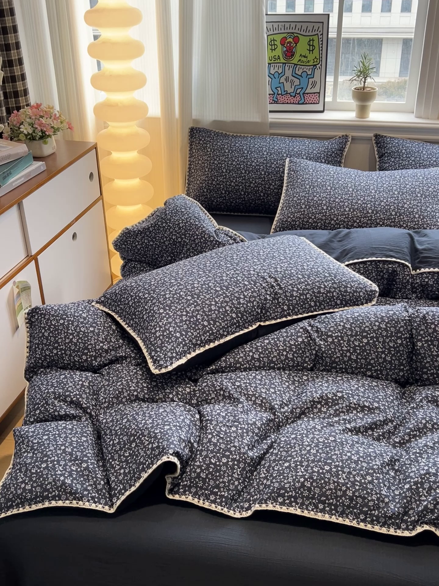 91家纺网 家纺一手货源 找家纺 顾里家纺 2026新款春日碎花贝壳针泡芙棉四件套 半勺春序