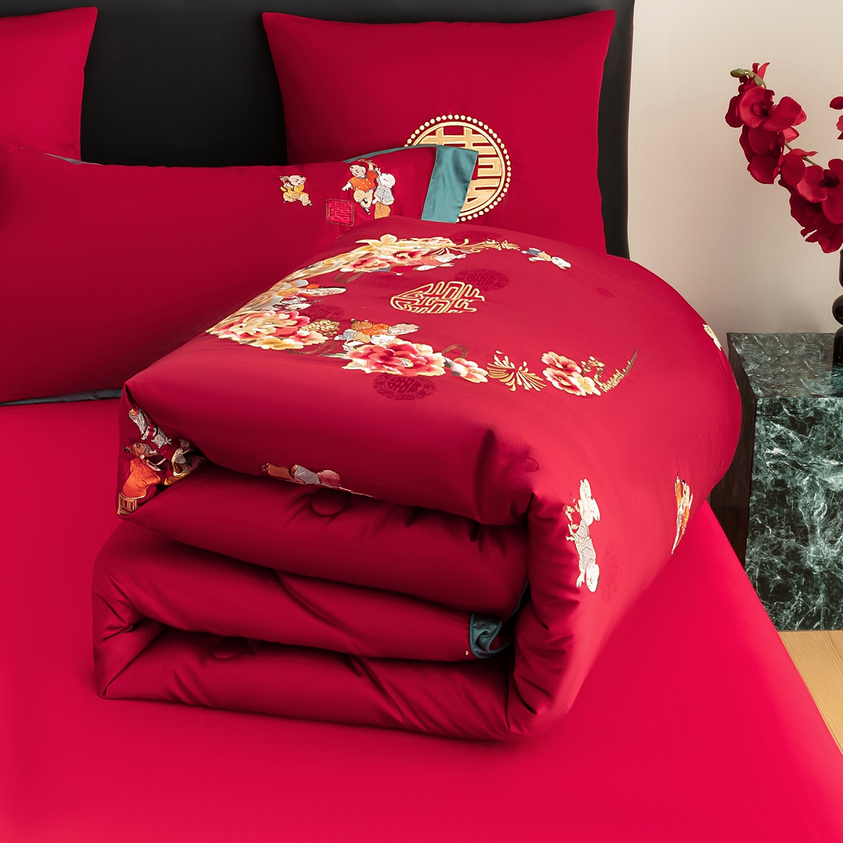 91家纺网 家纺一手货源 找家纺 （总）甜咪咪婚庆 2026新款婚庆结婚全棉50双股100支长绒棉提花喜被被芯四季被