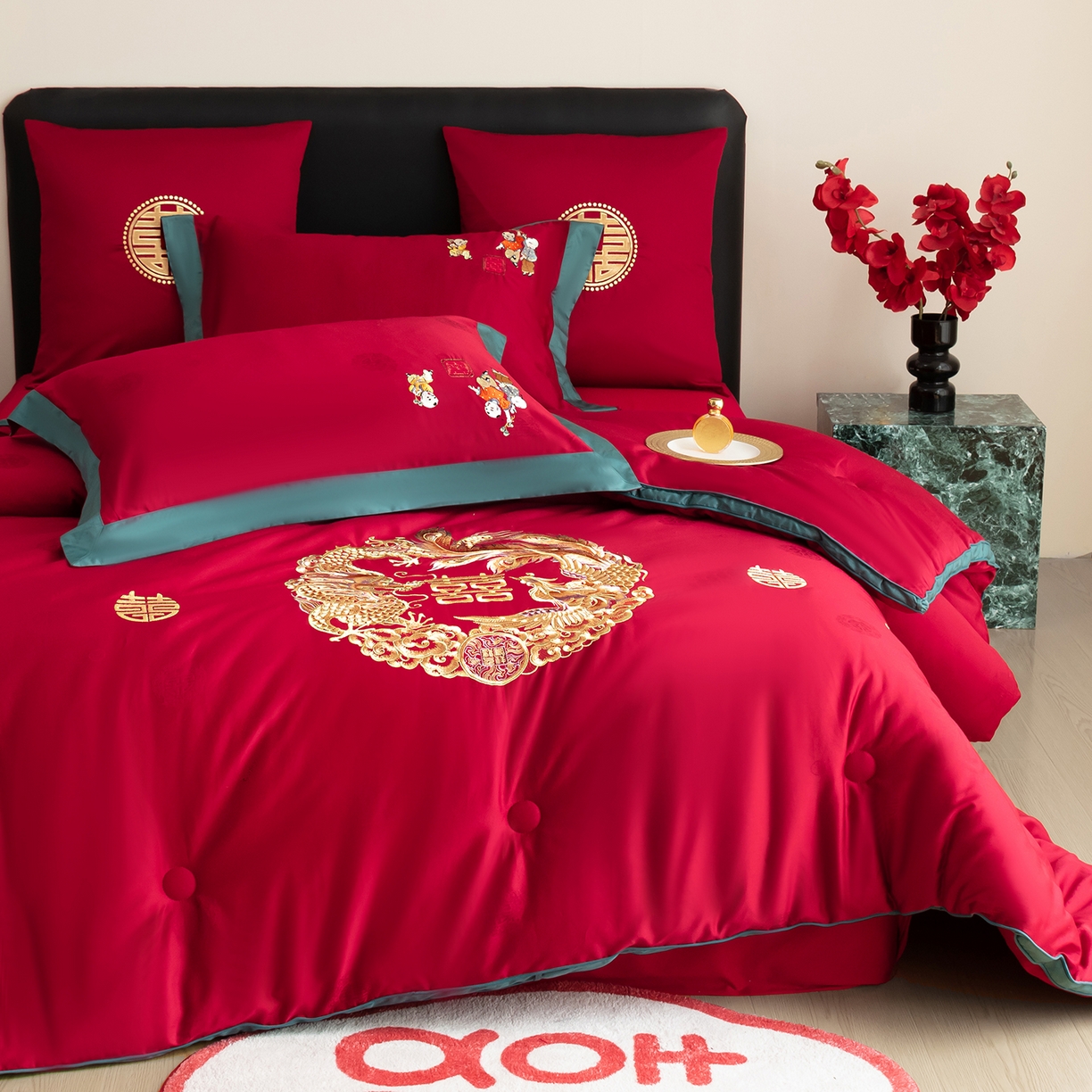 91家纺网 家纺一手货源 找家纺 （总）甜咪咪婚庆 2026新款婚庆结婚全棉50双股100支长绒棉提花喜被被芯四季被