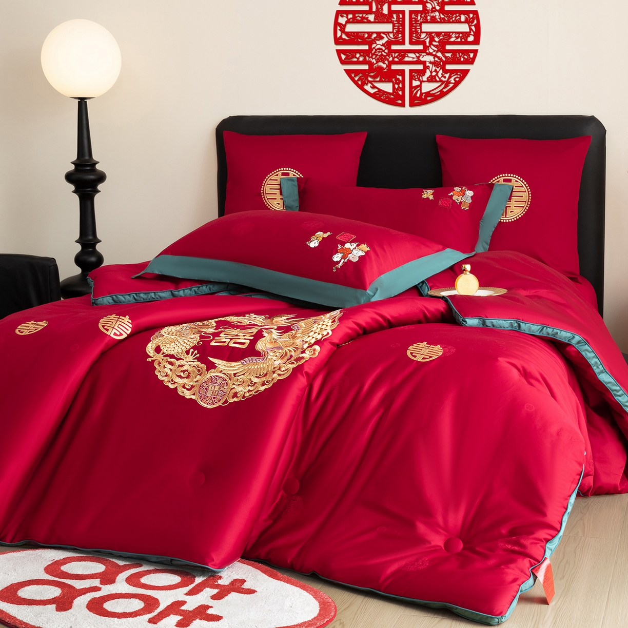 91家纺网 家纺一手货源 找家纺 （总）甜咪咪婚庆 2026新款婚庆结婚全棉50双股100支长绒棉提花喜被被芯四季被