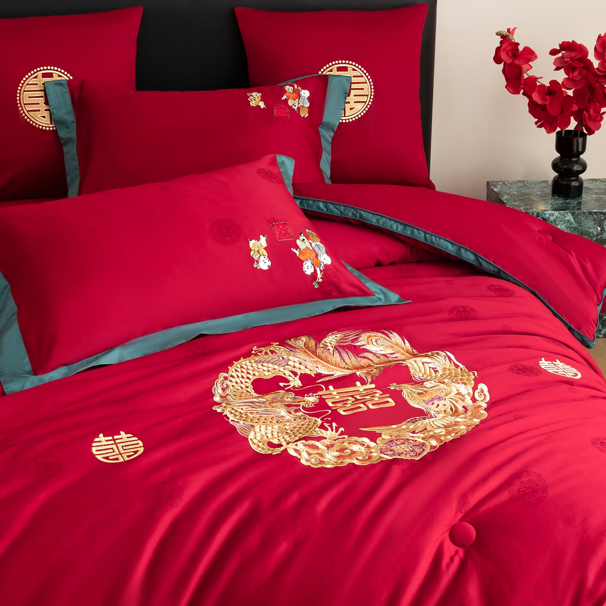 91家纺网 家纺一手货源 找家纺 （总）甜咪咪婚庆 2026新款婚庆结婚全棉50双股100支长绒棉提花喜被被芯四季被