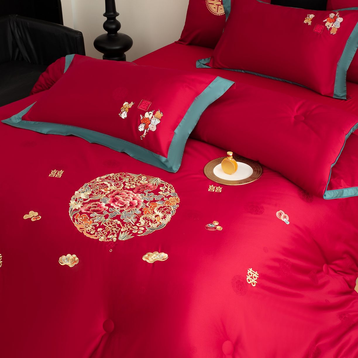 91家纺网 家纺一手货源 找家纺 甜咪咪婚庆 2026新款婚庆结婚全棉50双股100支长绒棉提花喜被被芯四季被 圆圆满满