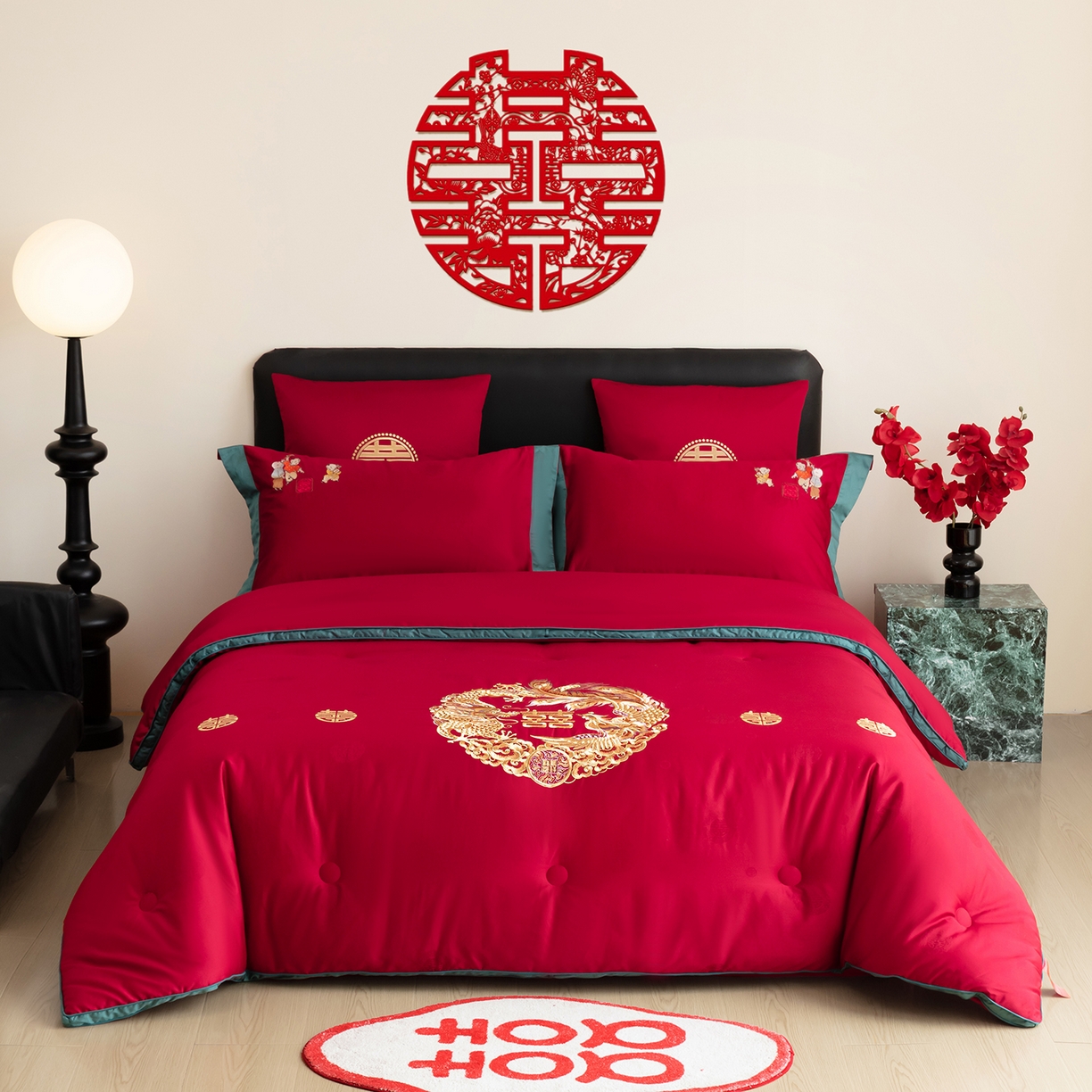 91家纺网 家纺一手货源 找家纺 甜咪咪婚庆 2026新款婚庆结婚全棉50双股100支长绒棉提花喜被被芯四季被 龙凤团圆