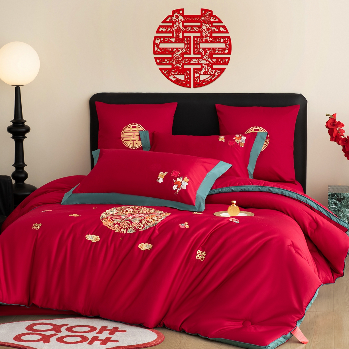 91家纺网 家纺一手货源 找家纺 甜咪咪婚庆 2026新款婚庆结婚全棉50双股100支长绒棉提花喜被被芯四季被 圆圆满满