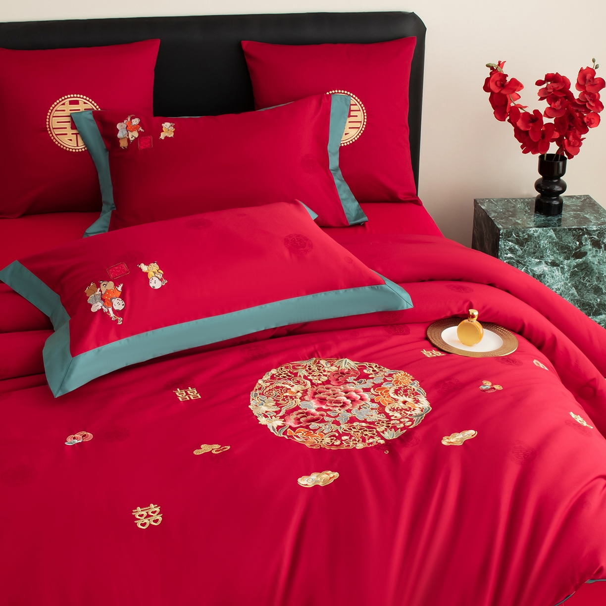 91家纺网 家纺一手货源 找家纺 甜咪咪婚庆 2026新款婚庆结婚全棉50双股100支长绒棉提花喜被被芯四季被 圆圆满满